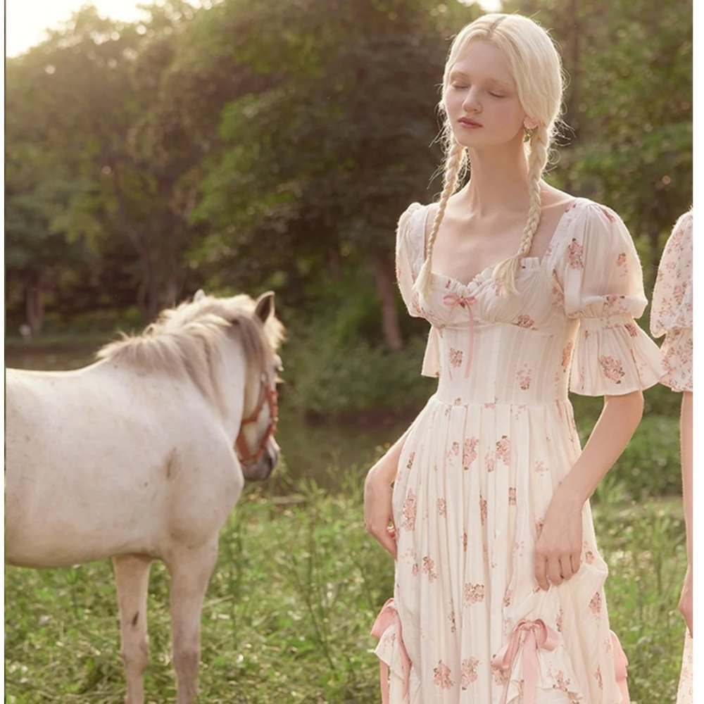 Floral Cream Maxi Dress